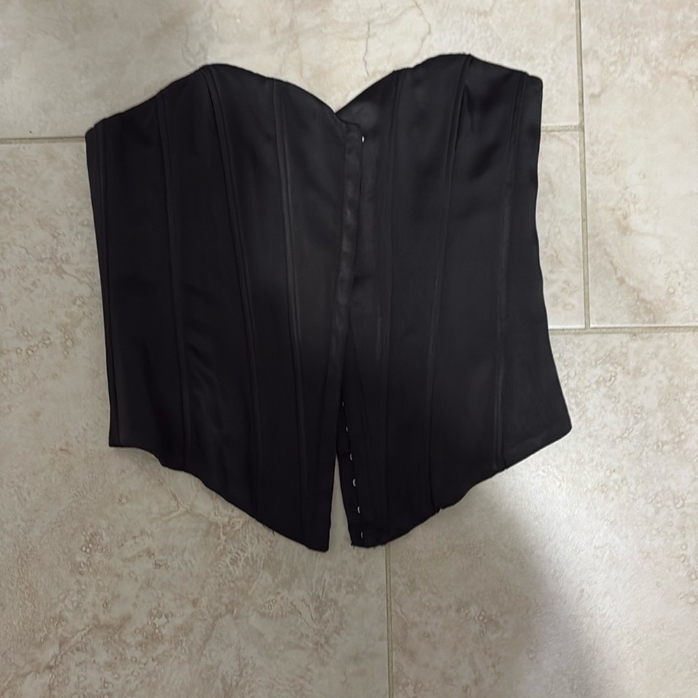 Zara corset bustier satin black top